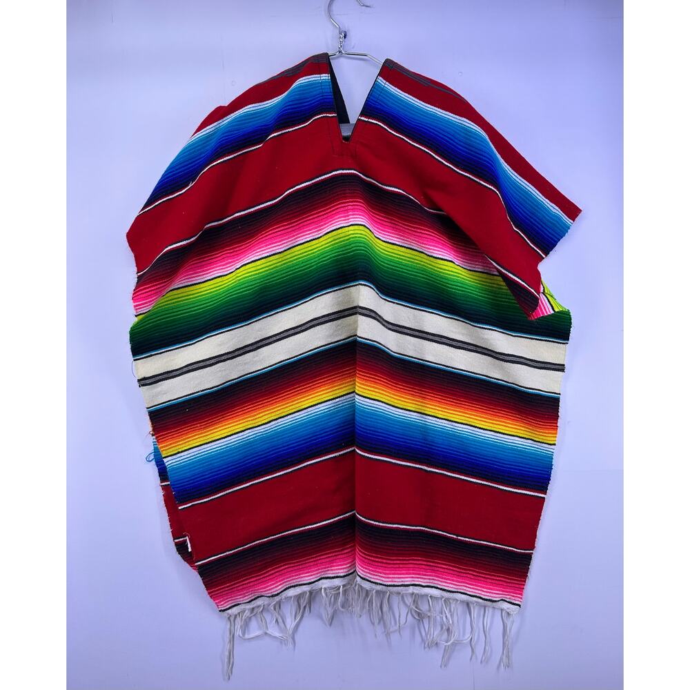 Mexican Multi Color Long Poncho 72” long